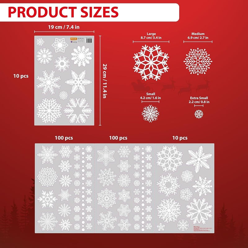 WALPLUS Christmas Window Clings Snowflake Decoration - Large Holiday Decor for Glass Windows Indoor - Xmas Clearance Festive Decor for Home - 220 Pcs White - Image 3